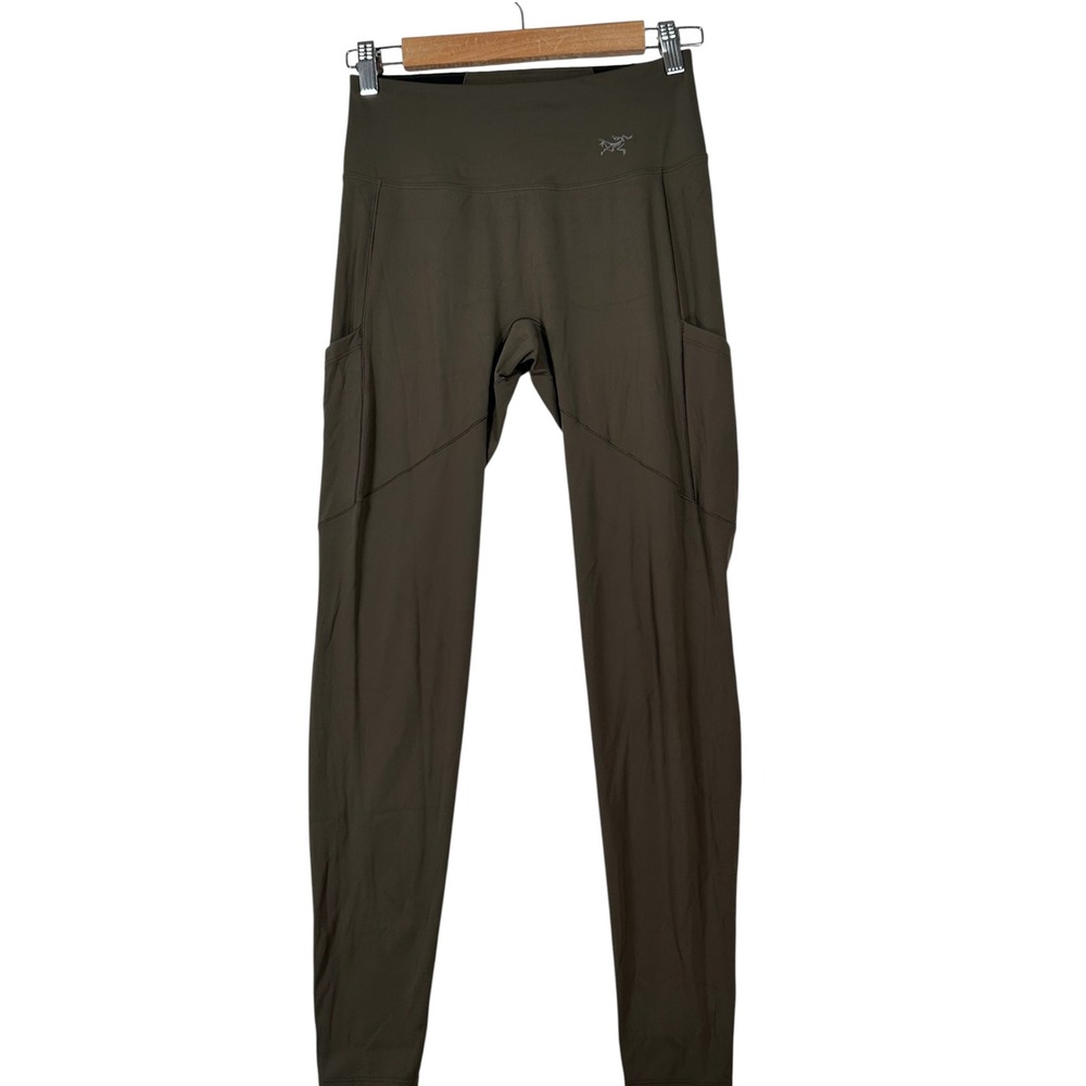 Arcteryx Womens High Rise Legging Women Small Olive Green Brown Hiking